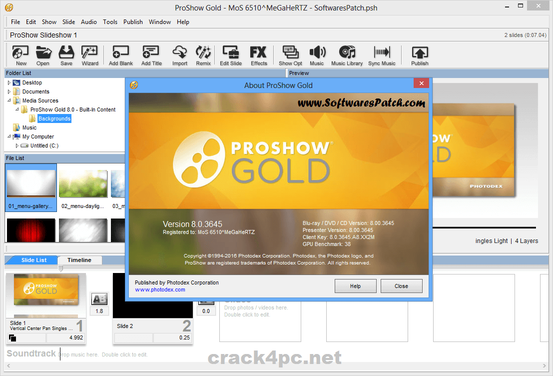 proshow gold 9 the yellow bar